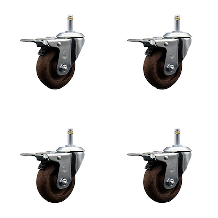 Service Caster 3.5'' High Temp Glass Filled Nylon 7/16'' Stem Caster Set Total Lock Brake, 4PK SCC-GRTTL20S3514-GFNSHT-716138-4